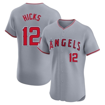 Aaron Hicks Men's Elite Los Angeles Angels Gray Road Jersey