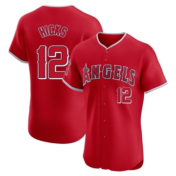 Aaron Hicks Men's Elite Los Angeles Angels Red Alternate Jersey