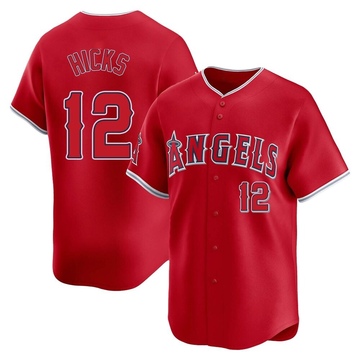 Aaron Hicks Men's Limited Los Angeles Angels Red Alternate Jersey