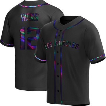 Aaron Hicks Men's Replica Los Angeles Angels Black Holographic Alternate Jersey