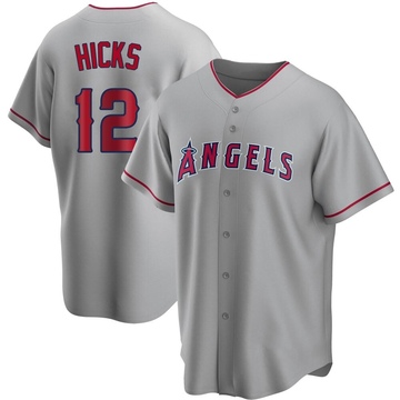 Aaron Hicks Men's Replica Los Angeles Angels Silver Road Jersey