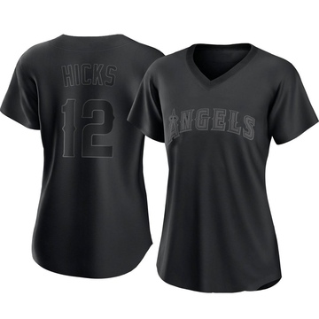 Aaron Hicks Women's Authentic Los Angeles Angels Black Pitch Fashion Jersey