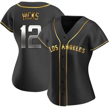 Aaron Hicks Women's Replica Los Angeles Angels Black Golden Alternate Jersey