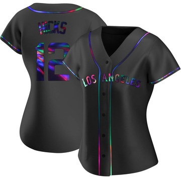 Aaron Hicks Women's Replica Los Angeles Angels Black Holographic Alternate Jersey