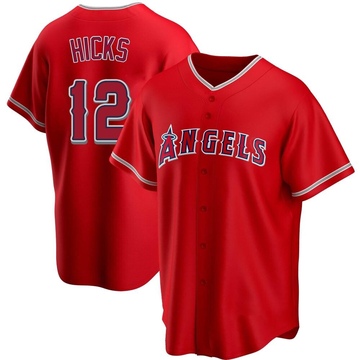 Aaron Hicks Youth Replica Los Angeles Angels Red Alternate Jersey