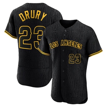 Brandon Drury Men's Authentic Los Angeles Angels Black Snake Skin City Jersey