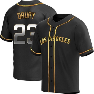 Brandon Drury Men's Replica Los Angeles Angels Black Golden Alternate Jersey