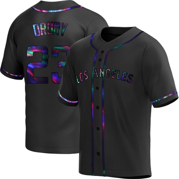 Brandon Drury Men's Replica Los Angeles Angels Black Holographic Alternate Jersey