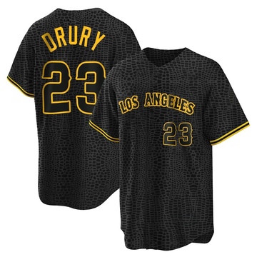 Brandon Drury Men's Replica Los Angeles Angels Black Snake Skin City Jersey