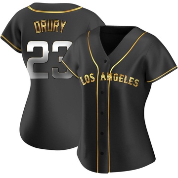 Brandon Drury Women's Replica Los Angeles Angels Black Golden Alternate Jersey