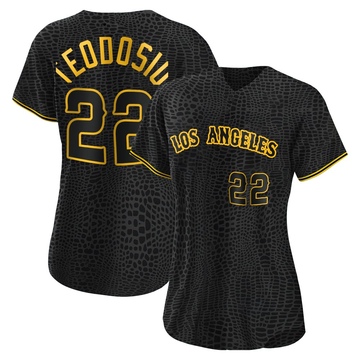 Bryce Teodosio Women's Replica Los Angeles Angels Black Snake Skin City Jersey