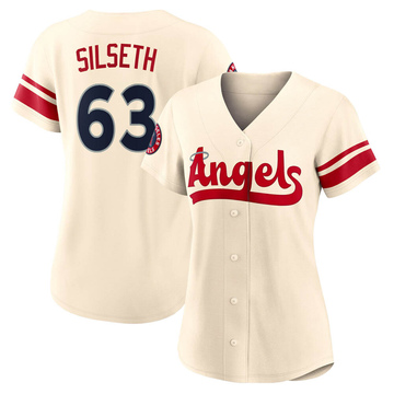 Chase Silseth Women's Authentic Los Angeles Angels Cream 2022 City Connect Jersey