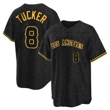 Cole Tucker Men's Replica Los Angeles Angels Black Snake Skin City Jersey