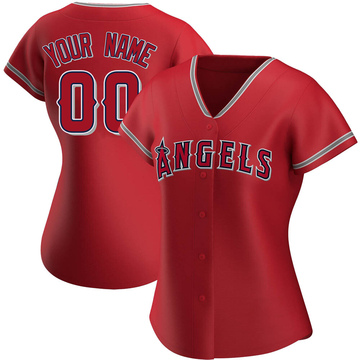 Custom Women's Authentic Los Angeles Angels Red Alternate Jersey