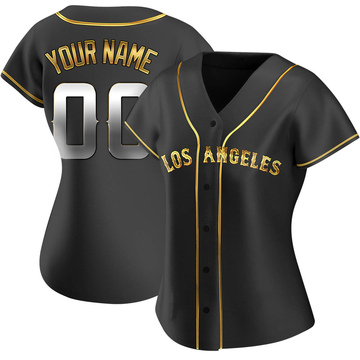 Custom Women's Replica Los Angeles Angels Black Golden Alternate Jersey