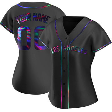 Custom Women's Replica Los Angeles Angels Black Holographic Alternate Jersey