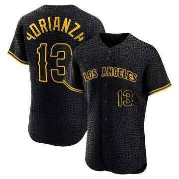 Ehire Adrianza Men's Authentic Los Angeles Angels Black Snake Skin City Jersey