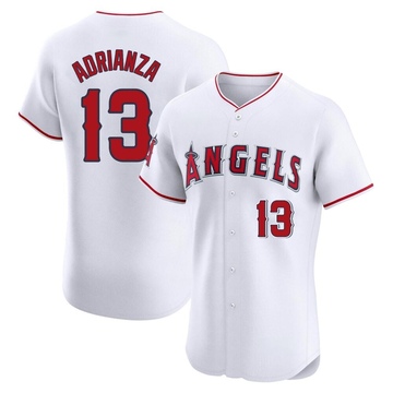 Ehire Adrianza Men's Elite Los Angeles Angels White Home Jersey