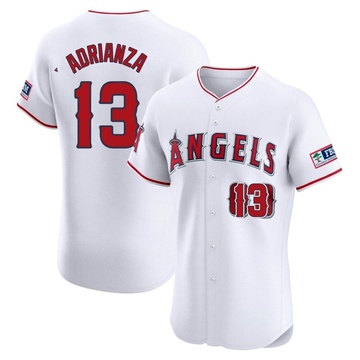 Ehire Adrianza Men's Elite Los Angeles Angels White Home Patch Jersey