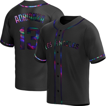 Ehire Adrianza Men's Replica Los Angeles Angels Black Holographic Alternate Jersey