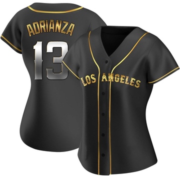 Ehire Adrianza Women's Replica Los Angeles Angels Black Golden Alternate Jersey