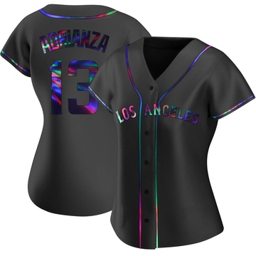 Ehire Adrianza Women's Replica Los Angeles Angels Black Holographic Alternate Jersey