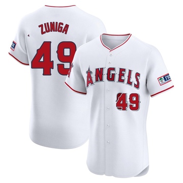 Guillo Zuniga Men's Elite Los Angeles Angels White Home Patch Jersey