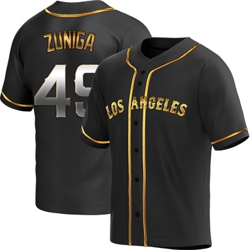 Guillo Zuniga Men's Replica Los Angeles Angels Black Golden Alternate Jersey