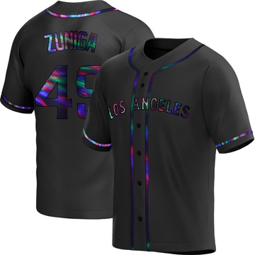 Guillo Zuniga Men's Replica Los Angeles Angels Black Holographic Alternate Jersey