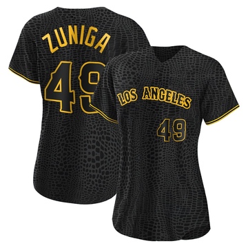 Guillo Zuniga Women's Authentic Los Angeles Angels Black Snake Skin City Jersey