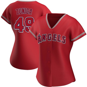 Guillo Zuniga Women's Authentic Los Angeles Angels Red Alternate Jersey