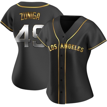 Guillo Zuniga Women's Replica Los Angeles Angels Black Golden Alternate Jersey