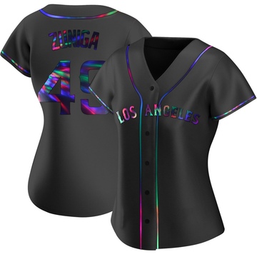 Guillo Zuniga Women's Replica Los Angeles Angels Black Holographic Alternate Jersey