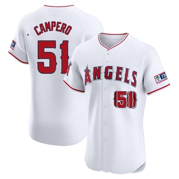 Gustavo Campero Men's Elite Los Angeles Angels White Home Patch Jersey