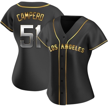 Gustavo Campero Women's Replica Los Angeles Angels Black Golden Alternate Jersey