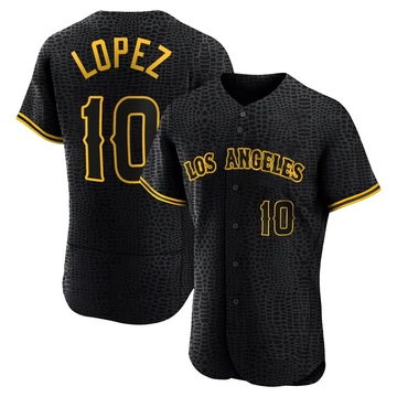 Jack Lopez Men's Authentic Los Angeles Angels Black Snake Skin City Jersey