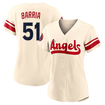 Jaime Barria Women's Authentic Los Angeles Angels Cream 2022 City Connect Jersey