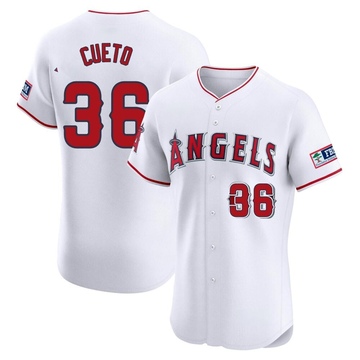 Johnny Cueto Men's Elite Los Angeles Angels White Home Patch Jersey