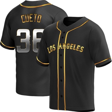 Johnny Cueto Men's Replica Los Angeles Angels Black Golden Alternate Jersey