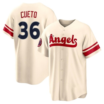 Johnny Cueto Men's Replica Los Angeles Angels Cream 2022 City Connect Jersey