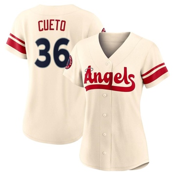 Johnny Cueto Women's Authentic Los Angeles Angels Cream 2022 City Connect Jersey