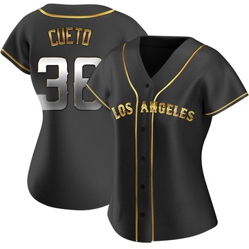 Johnny Cueto Women's Replica Los Angeles Angels Black Golden Alternate Jersey