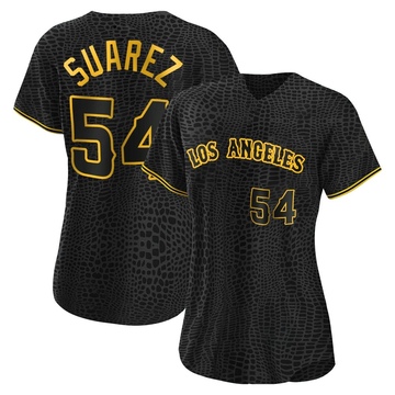 Jose Suarez Women's Authentic Los Angeles Angels Black Snake Skin City Jersey