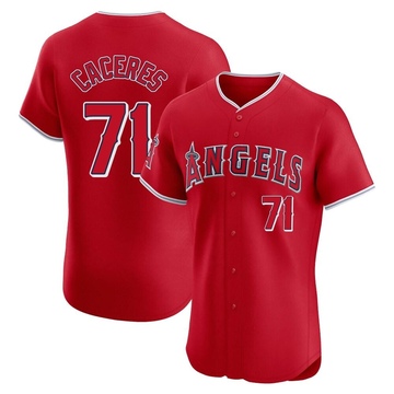 Kelvin Caceres Men's Elite Los Angeles Angels Red Alternate Jersey