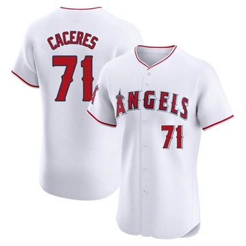 Kelvin Caceres Men's Elite Los Angeles Angels White Home Jersey