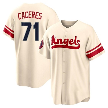 Kelvin Caceres Men's Replica Los Angeles Angels Cream 2022 City Connect Jersey