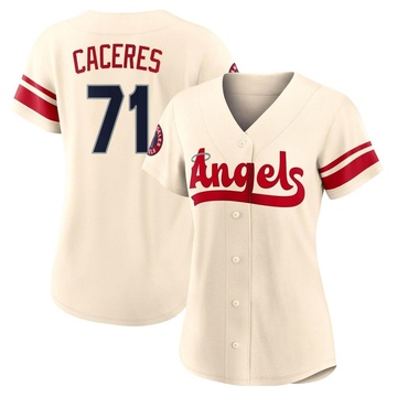 Kelvin Caceres Women's Authentic Los Angeles Angels Cream 2022 City Connect Jersey