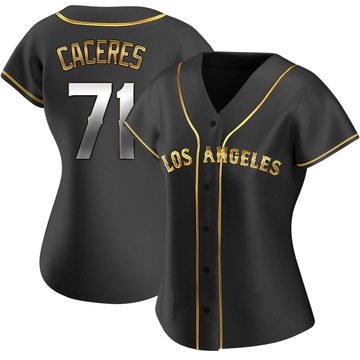 Kelvin Caceres Women's Replica Los Angeles Angels Black Golden Alternate Jersey