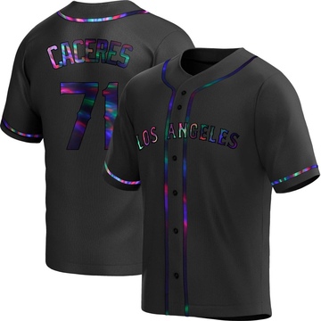 Kelvin Caceres Youth Replica Los Angeles Angels Black Holographic Alternate Jersey