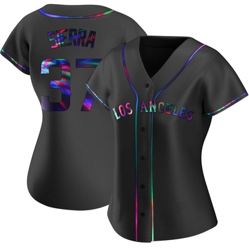 Magneuris Sierra Women's Replica Los Angeles Angels Black Holographic Alternate Jersey